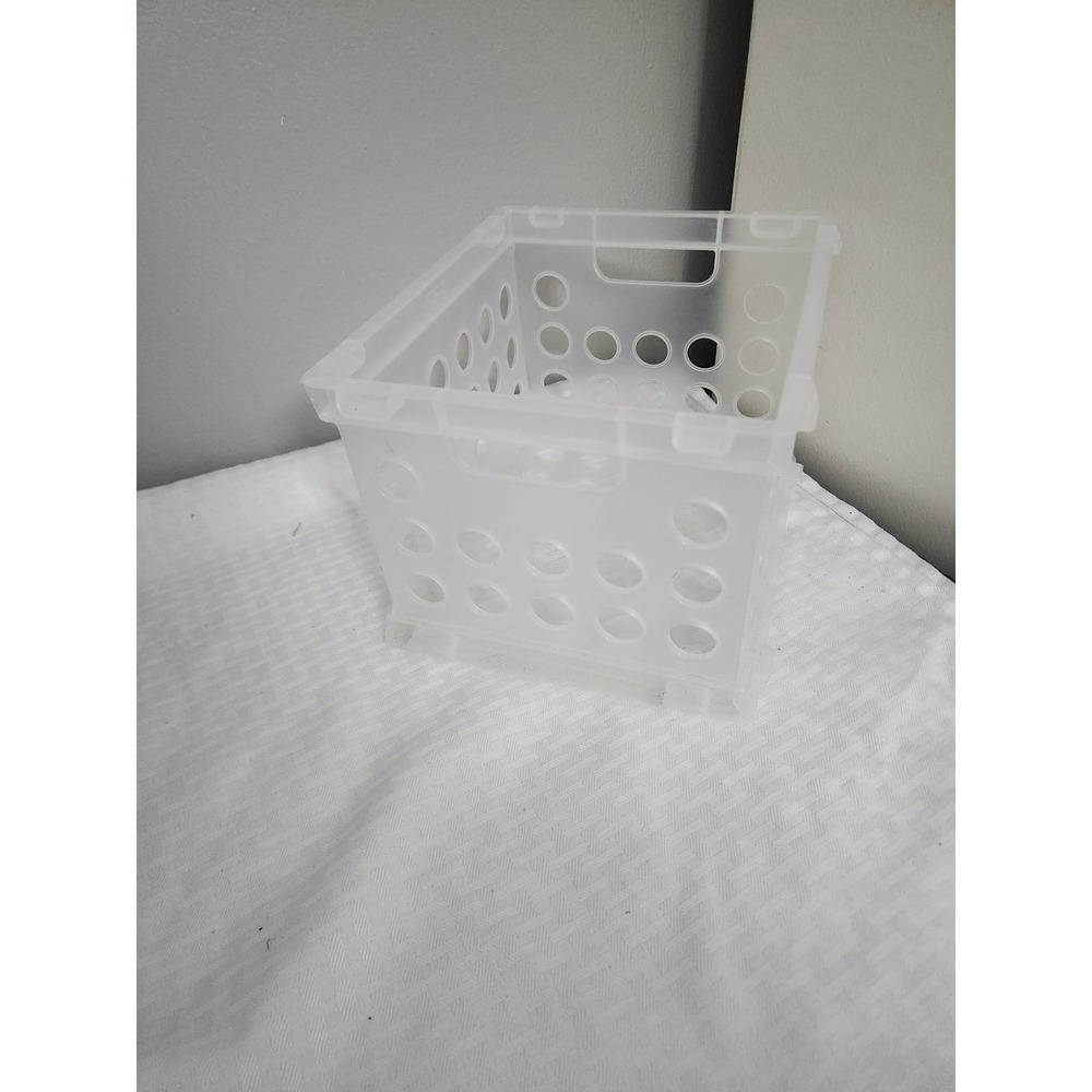 Sterilite Mini Crate Frosted Clear Plastic Stackable Storage Bin Organizer